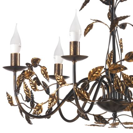 ONLI - Chandelier on a chain COLLANA 6xE14/6W/230V bronze/gold