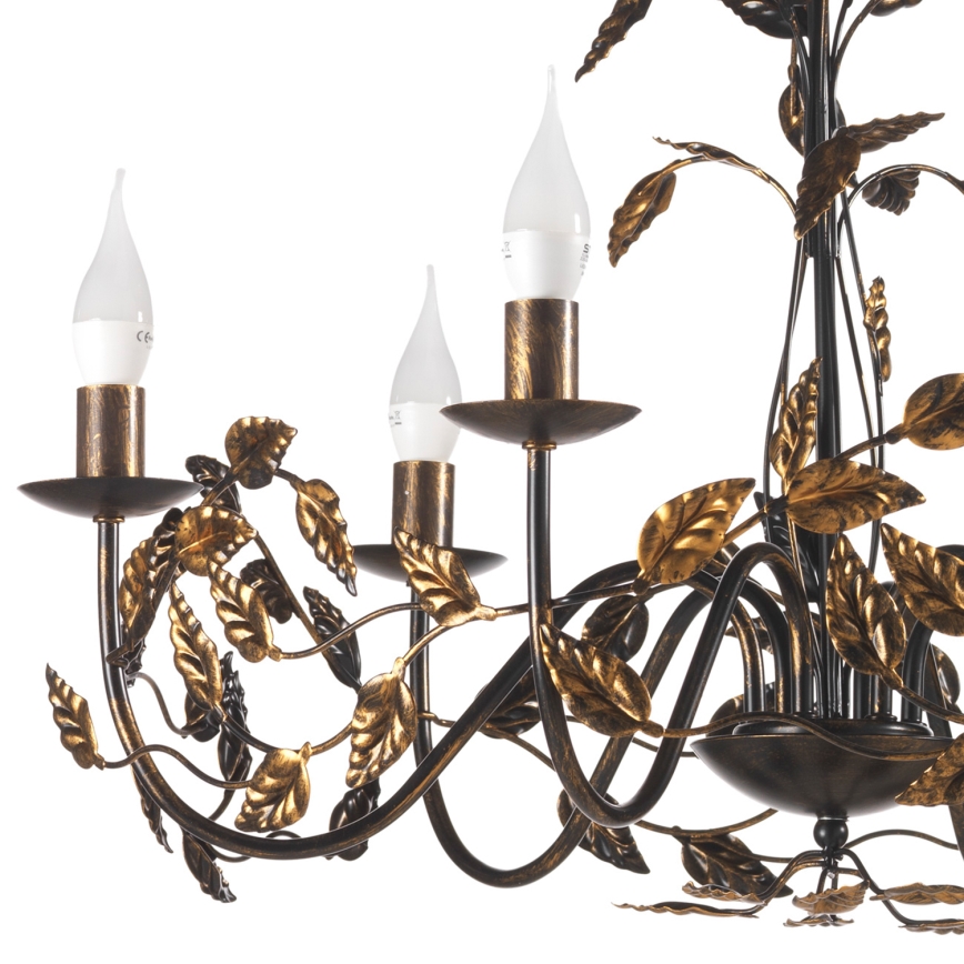 ONLI - Chandelier on a chain COLLANA 6xE14/6W/230V bronze/gold