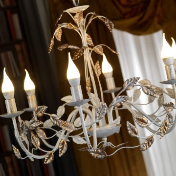 ONLI - Chandelier on a chain COLLANA 6xE14/6W/230V white/gold