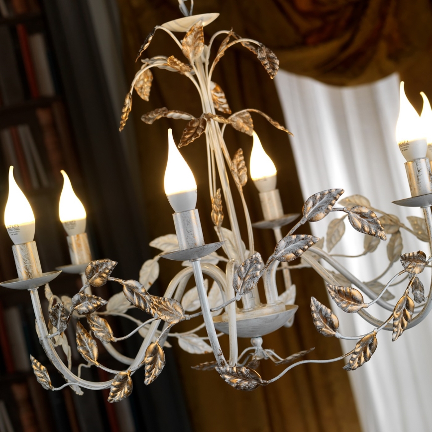 ONLI - Chandelier on a chain COLLANA 6xE14/6W/230V white/gold