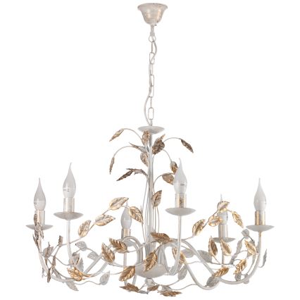 ONLI - Chandelier on a chain COLLANA 6xE14/6W/230V white/gold