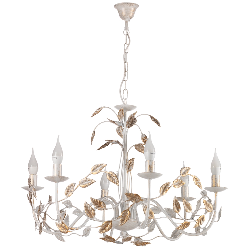 ONLI - Chandelier on a chain COLLANA 6xE14/6W/230V white/gold