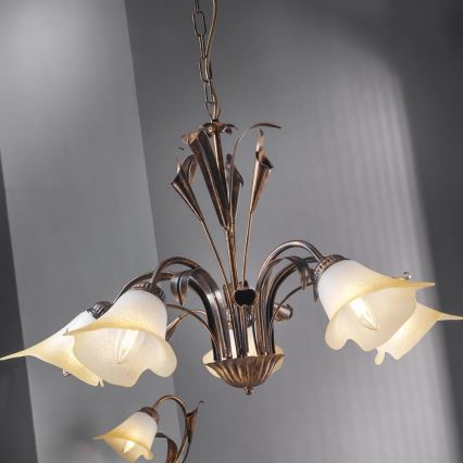 ONLI - Chandelier on a chain LUCREZIA 5xE14/6W/230V bronze