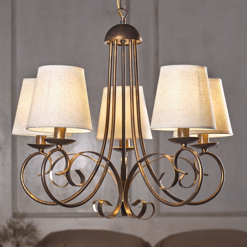 ONLI - Chandelier on a chain POMPEI 5xE14/6W/230V bronze