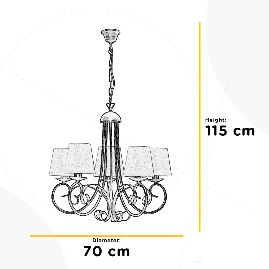 ONLI - Chandelier on a chain POMPEI 5xE14/6W/230V bronze