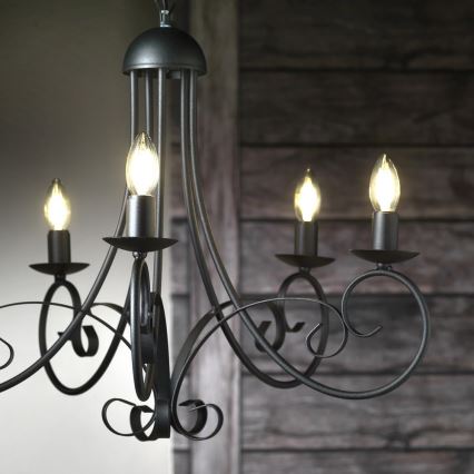 ONLI - Chandelier on a chain POMPEI 5xE14/6W/320V black