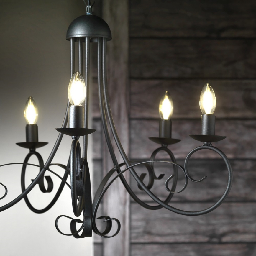 ONLI - Chandelier on a chain POMPEI 5xE14/6W/320V black