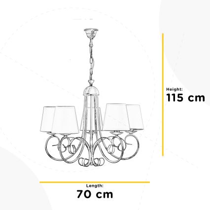 ONLI - Chandelier on a chain POMPEI 5xE14/6W/320V white