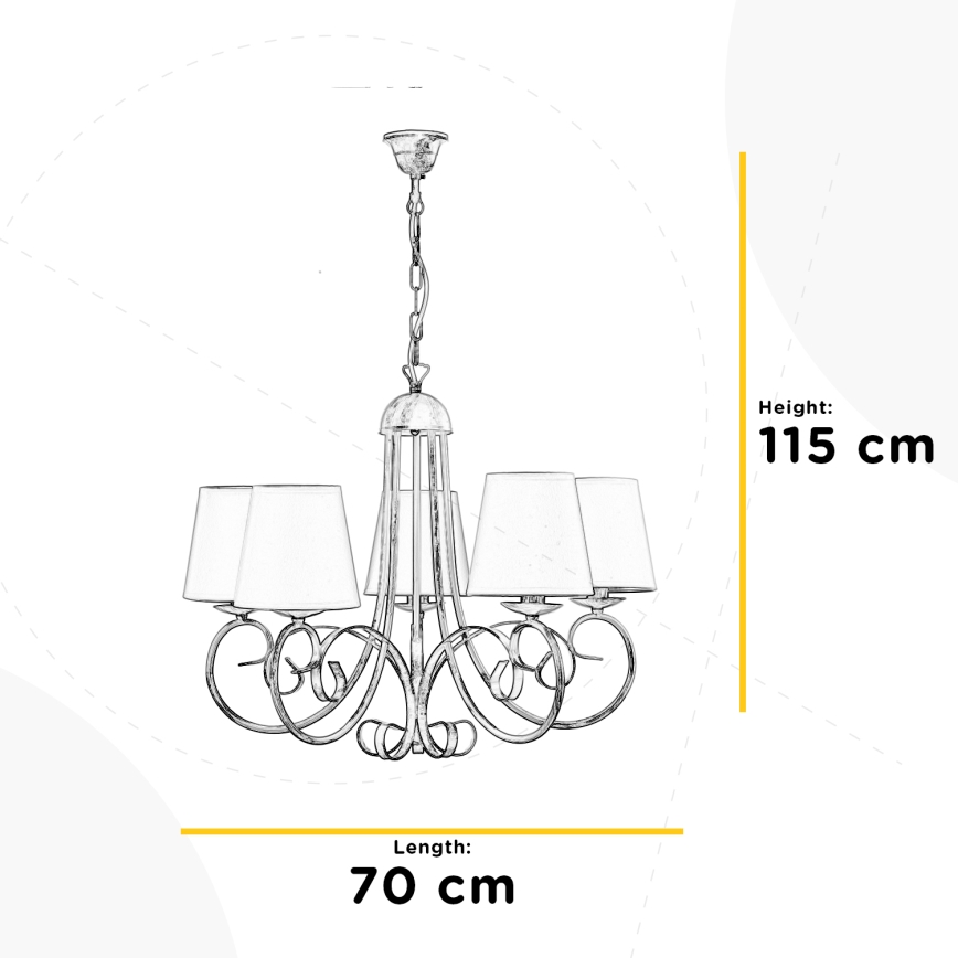 ONLI - Chandelier on a chain POMPEI 5xE14/6W/320V white