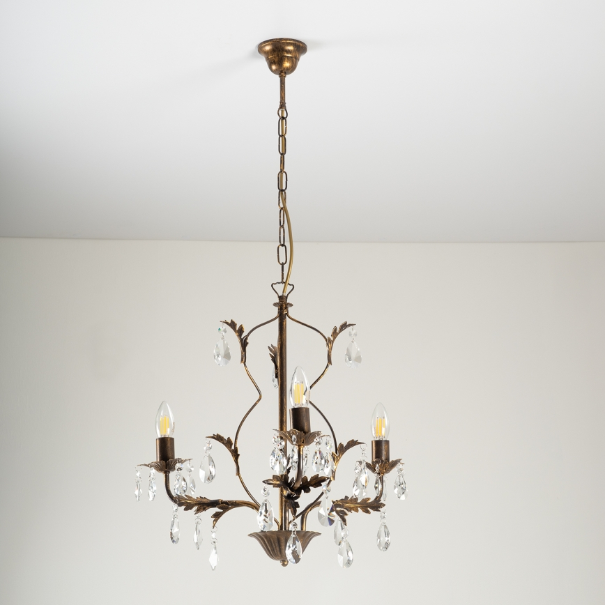 ONLI - Chandelier on a chain TERESA 3xE14/6W/230V bronze