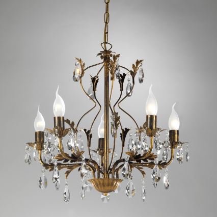 ONLI - Chandelier on a chain TERESA 5xE14/6W/230V bronze