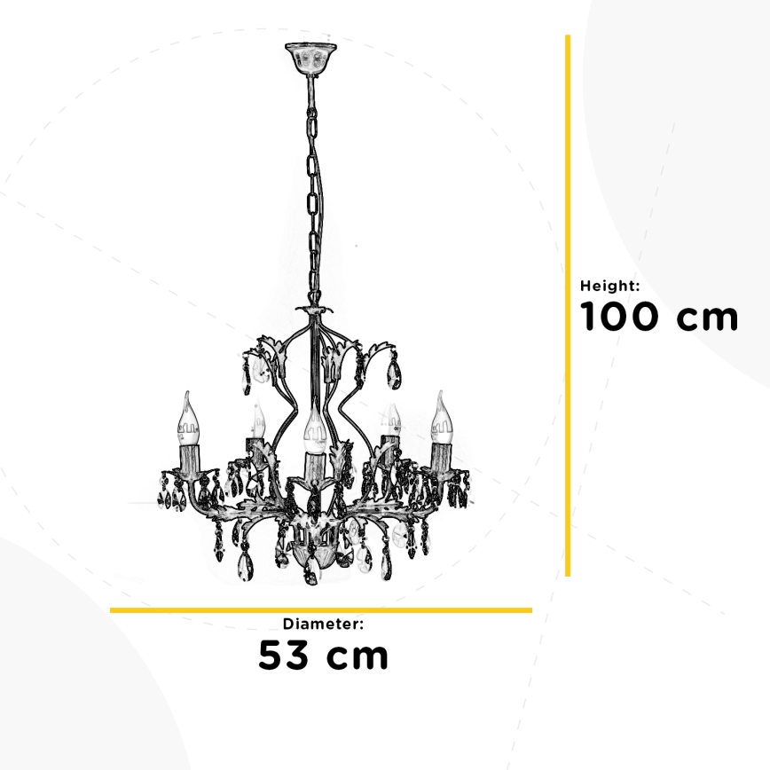 ONLI - Chandelier on a chain TERESA 5xE14/6W/230V bronze