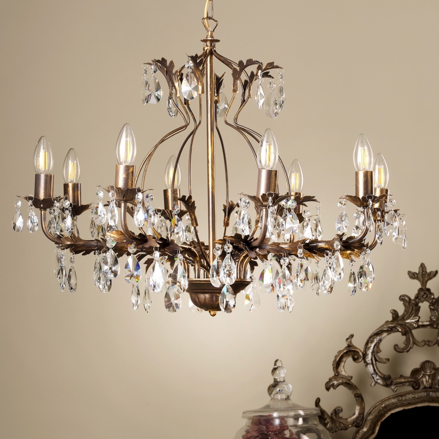 ONLI - Chandelier on a chain TERESA 8xE14/6W/230V bronze