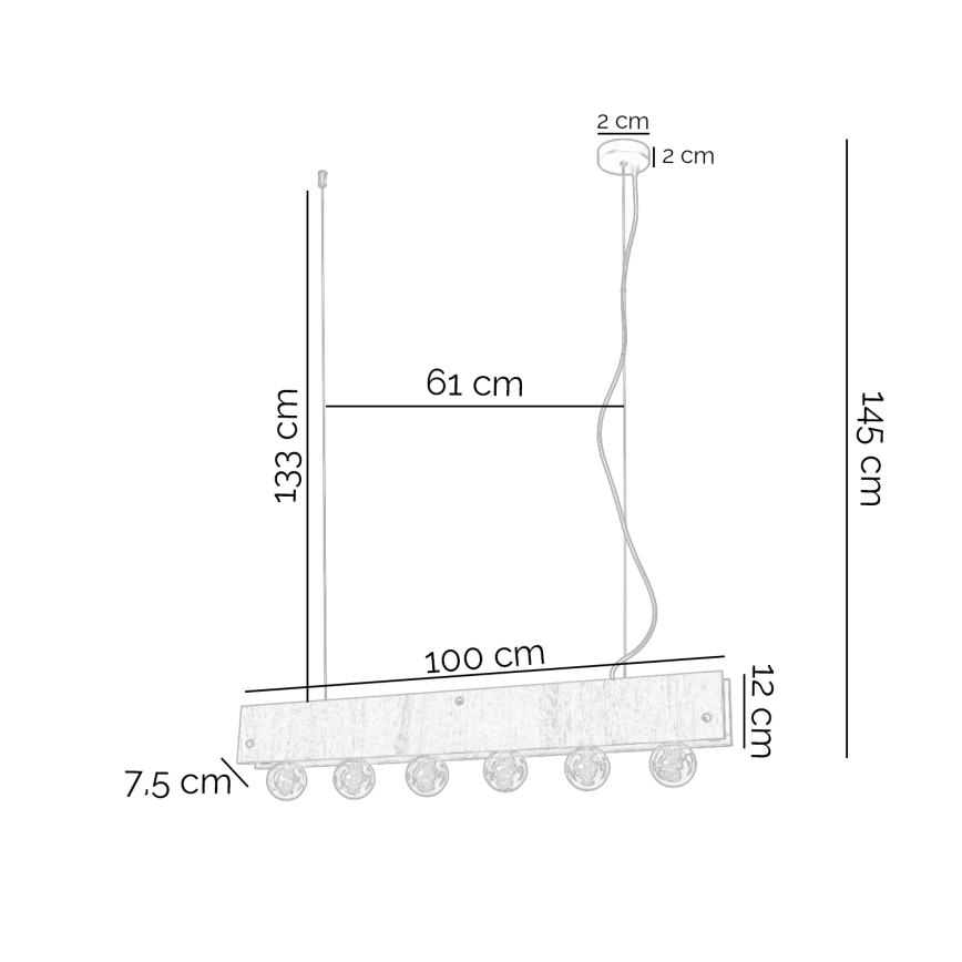 ONLI - Chandelier on a string ARGO 6xE27/22W/230V beige