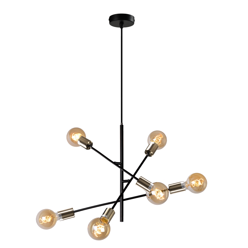 ONLI - Chandelier on a string CROSS 6xE27/22W/230V black/brass