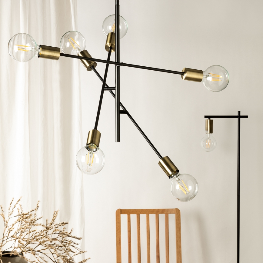 ONLI - Chandelier on a string CROSS 6xE27/22W/230V black/brass