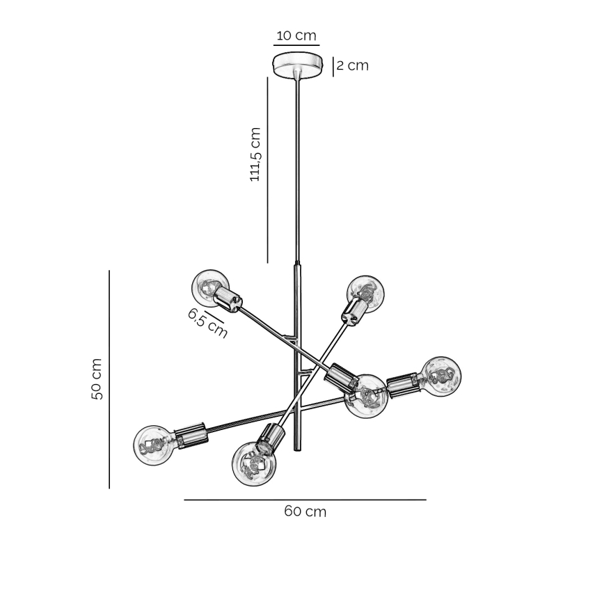 ONLI - Chandelier on a string CROSS 6xE27/22W/230V black/brass