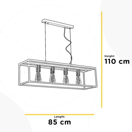 ONLI - Chandelier on a string FLOKI 4xE27/15W/230V black/copper
