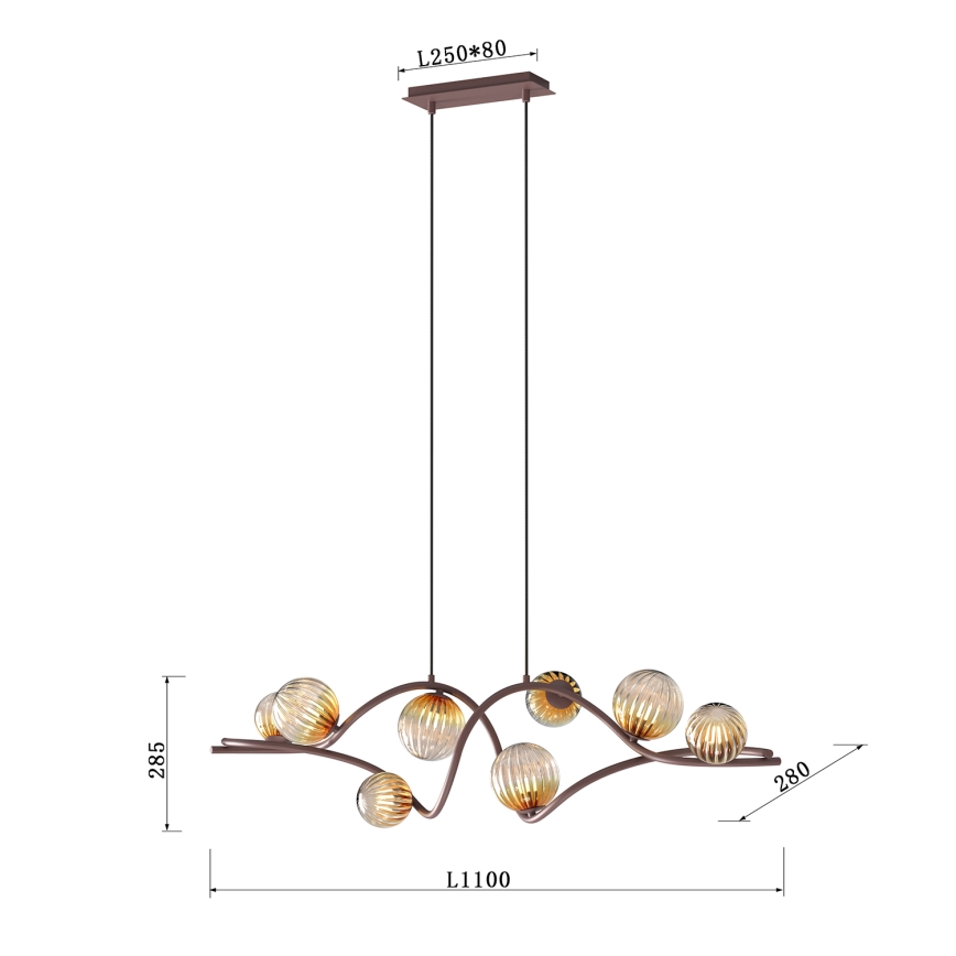 ONLI - Chandelier on a string FRIDA 8xG9/10W/230V copper