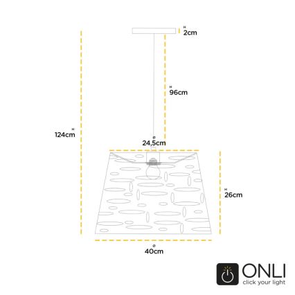 ONLI - Chandelier on a string RICKY 1xE27/15W/230V d. 40 cm white