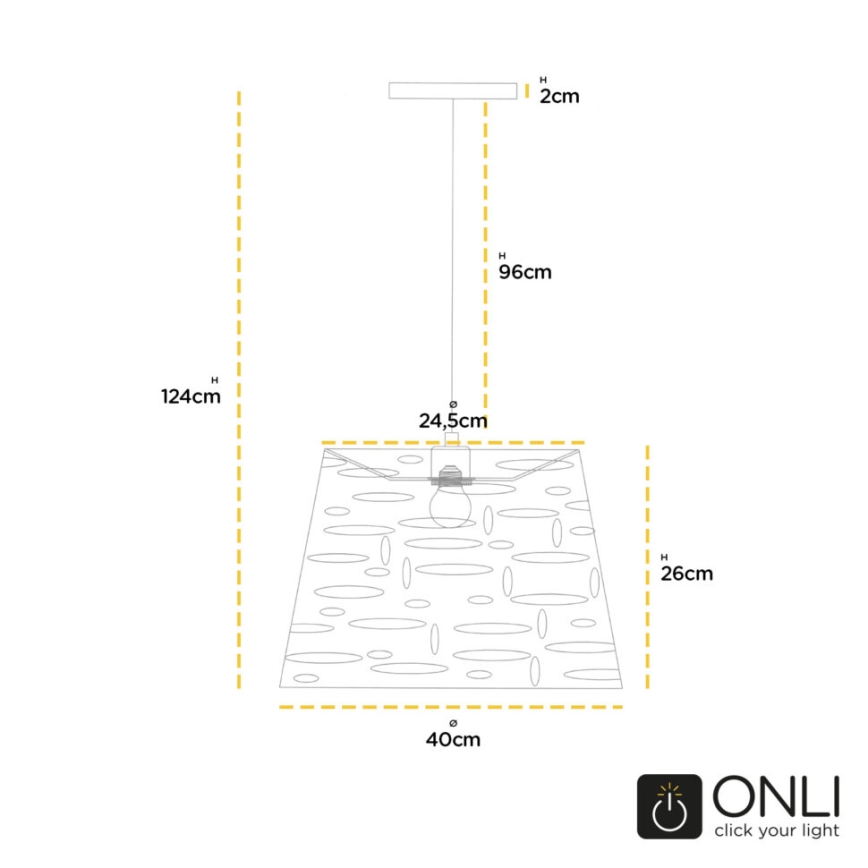 ONLI - Chandelier on a string RICKY 1xE27/15W/230V d. 40 cm white
