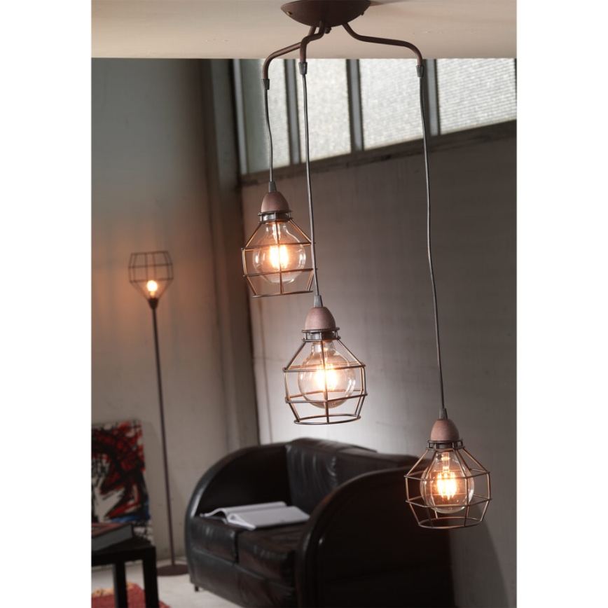 ONLI - Chandelier on a string SPIDER 3xE27/15W/230V black/brown