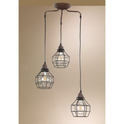 ONLI - Chandelier on a string SPIDER 3xE27/15W/230V black/brown