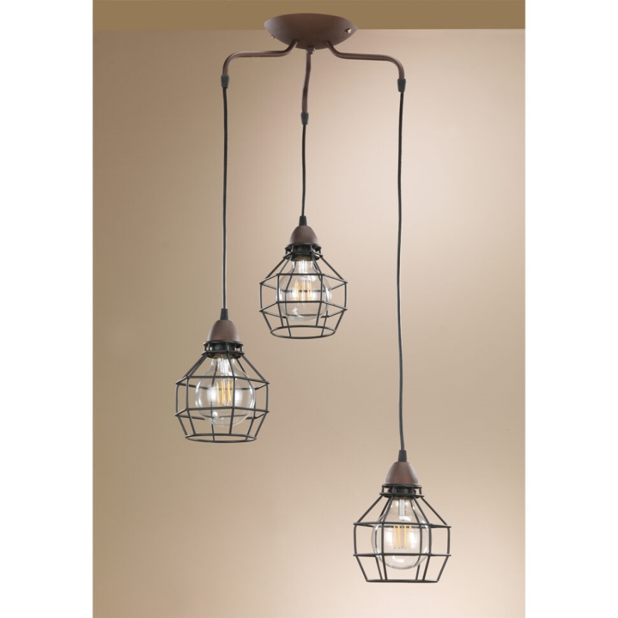 ONLI - Chandelier on a string SPIDER 3xE27/15W/230V black/brown