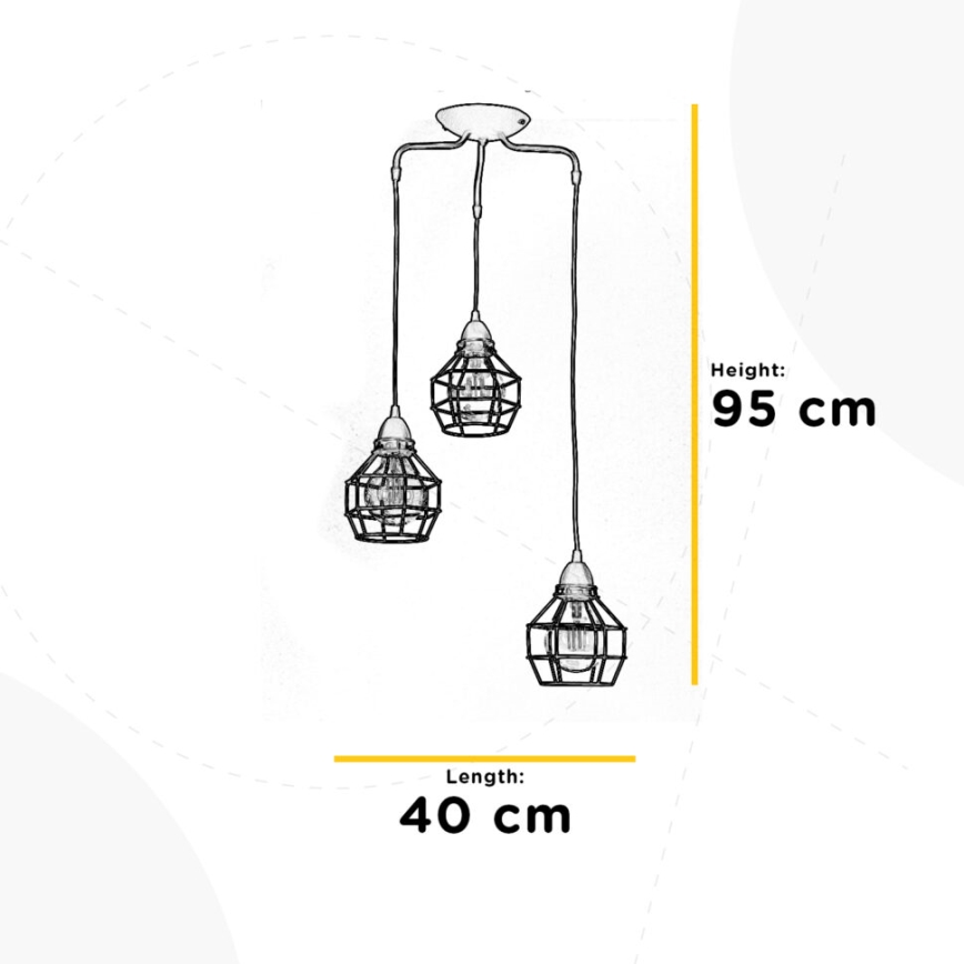 ONLI - Chandelier on a string SPIDER 3xE27/15W/230V black/brown