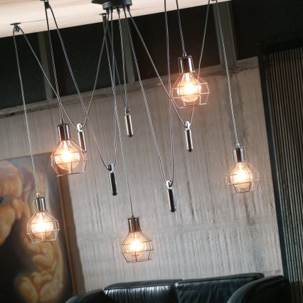ONLI - Chandelier on a string SPIDER 5xE27/15W/230V spider black