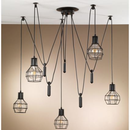 ONLI - Chandelier on a string SPIDER 5xE27/15W/230V spider black