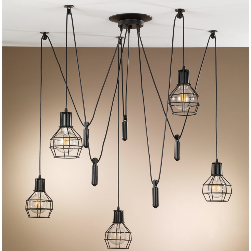 ONLI - Chandelier on a string SPIDER 5xE27/15W/230V spider black