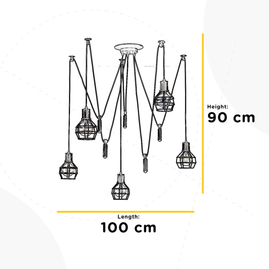 ONLI - Chandelier on a string SPIDER 5xE27/15W/230V spider black
