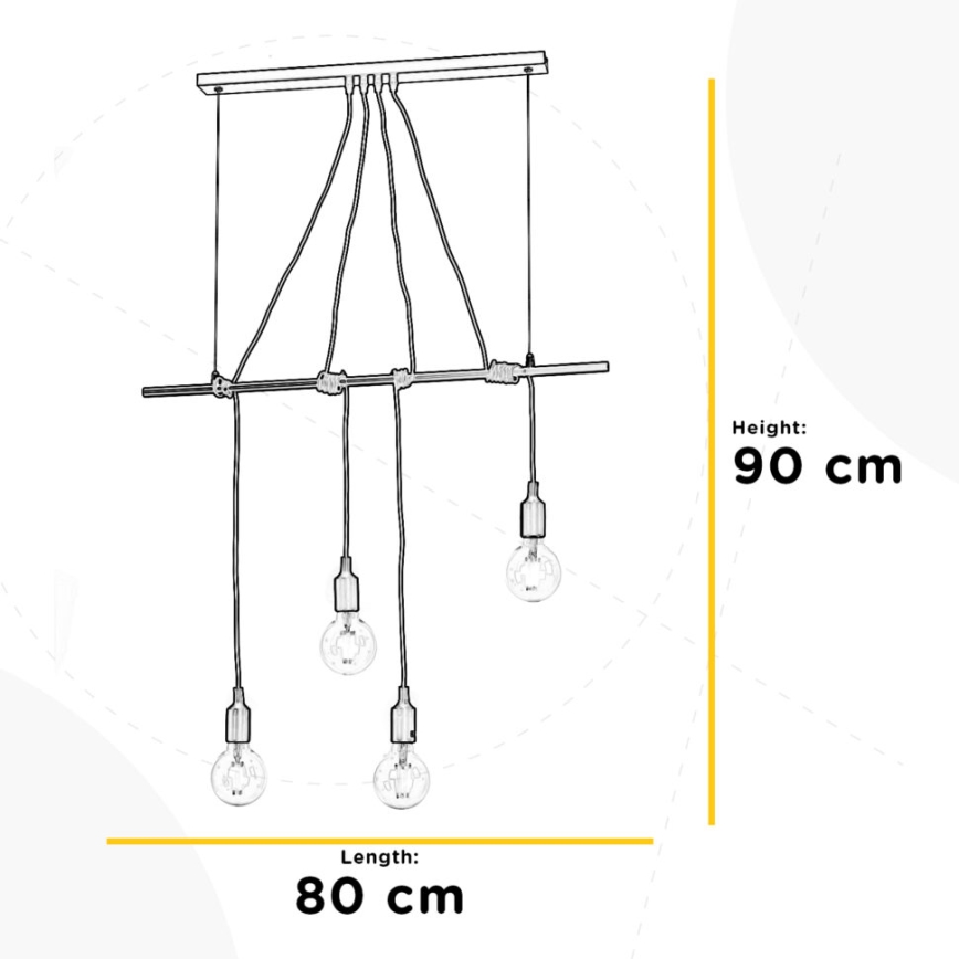 ONLI - Chandelier on a string WIRE 4xE27/15W/230V black