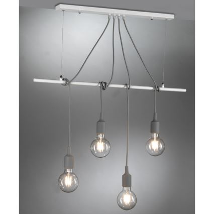 ONLI - Chandelier on a string WIRE 4xE27/15W/230V grey/white