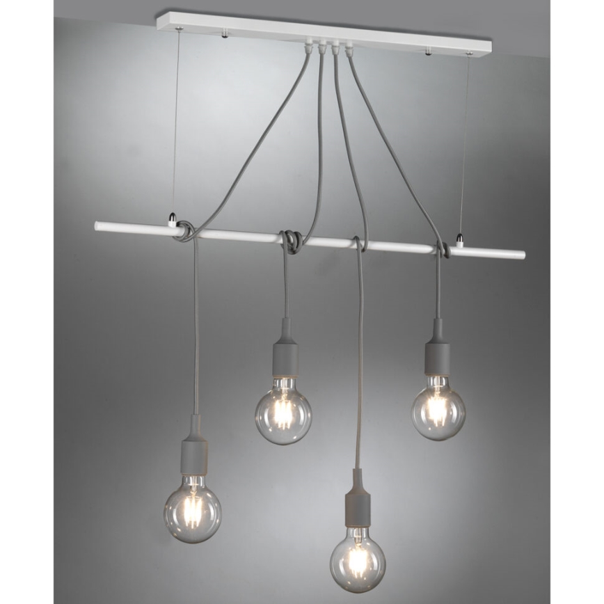 ONLI - Chandelier on a string WIRE 4xE27/15W/230V grey/white