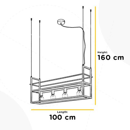 ONLI - Chandelier on a string with shelf JEFFER 4xE27/22W/230V black