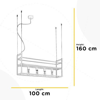 ONLI - Chandelier on a string with shelf JEFFER 4xE27/22W/230V white