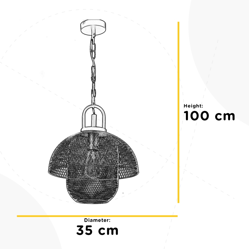 ONLI - Chandelier on a string ZAIR 1xE27/22W/230V black/silver