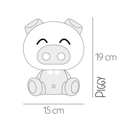 ONLI - Dimmable LED Kids' Night Light PUPPIES LED/3W/230V 19 cm Piglet/Green