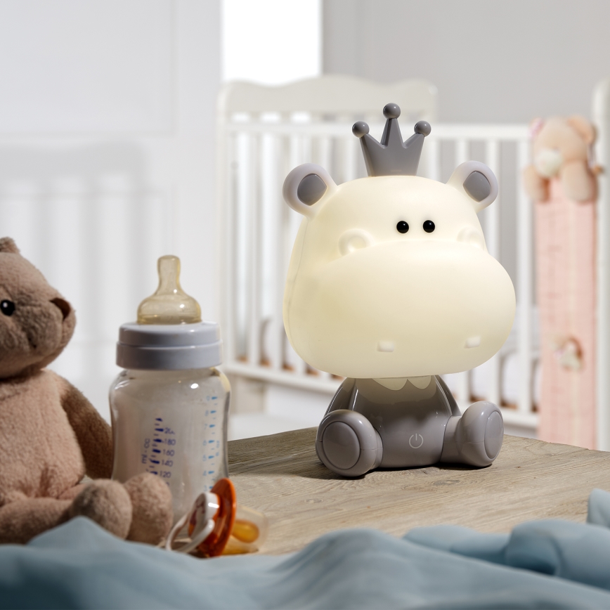 ONLI - LED Dimmable Children's Night Light PUPPIES LED/3W/230V 25 cm Hippo/Grey