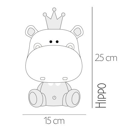 ONLI - LED Dimmable Children's Night Light PUPPIES LED/3W/230V 25 cm Hippo/Grey
