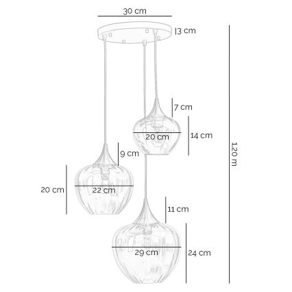 ONLI - ELIDE Cable Pendant 3xE27/15W/230V Black/Copper