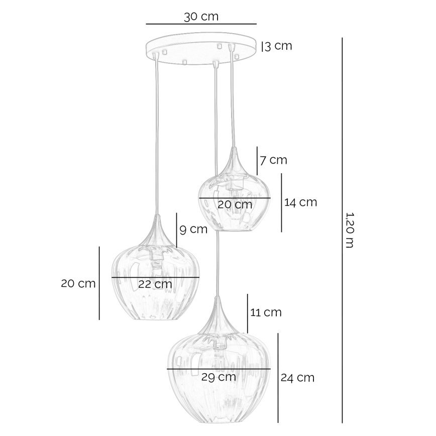 ONLI - ELIDE Cable Pendant 3xE27/15W/230V Black/Copper