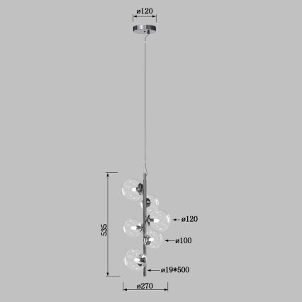 ONLI - KIMBERLY cable-hung chandelier 6×G9/6W/230V polished chrome