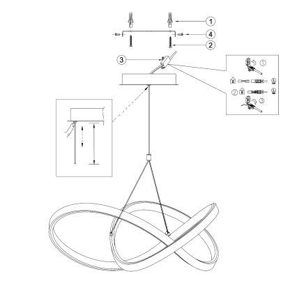 ONLI - LED Chandelier on a string LOOP LED/40W/230V 4000K shiny chrome