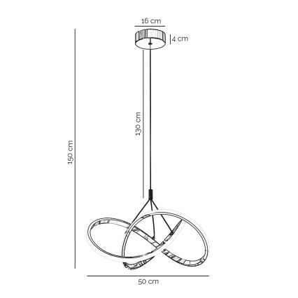 ONLI - LED Chandelier on a string LOOP LED/40W/230V 4000K shiny chrome