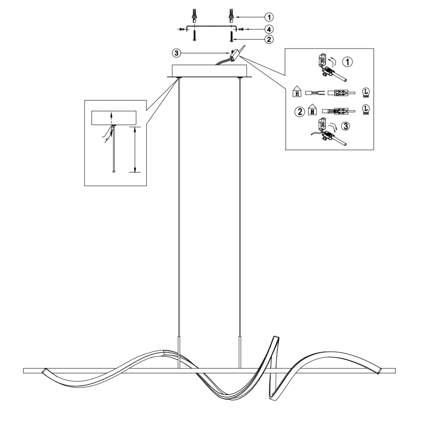 ONLI - LED Chandelier on a string TWIST LED/30W/230V 4000K black