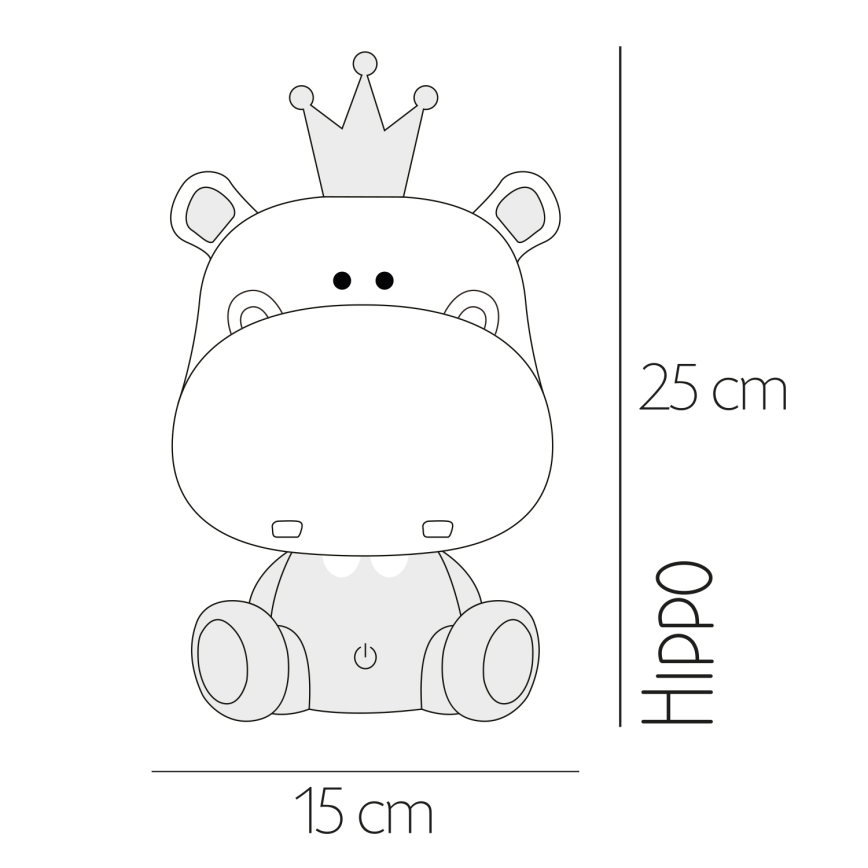 ONLI - Dimmable LED Kids' Night Light PUPPIES LED/3W/230V 25 cm hippo/green