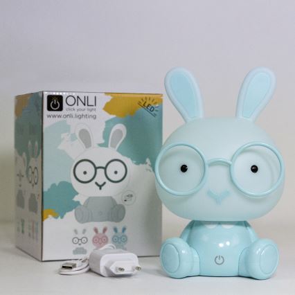 ONLI - Dimmable LED Kids' Night Light PUPPIES LED/3W/230V 22 cm Bunny/Blue